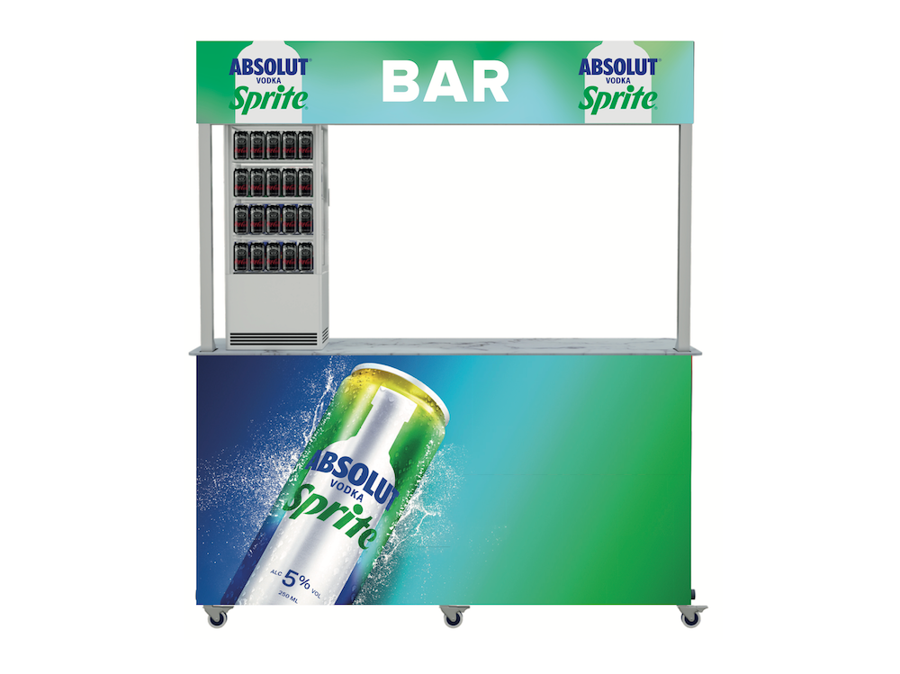 Absolut and Sprite branded bar
