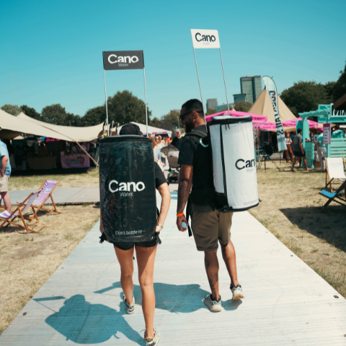 Cano water branded mobile vending backpacks