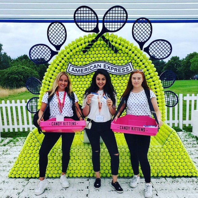 Candy Kittens usherette trays at tennis event