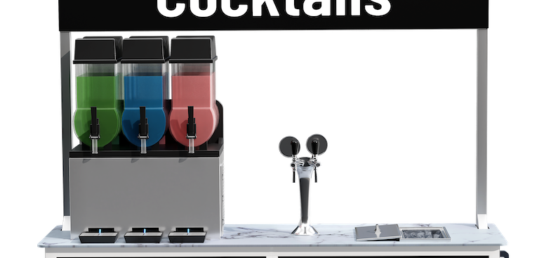 Close up view of the draught cocktail taps on the cocktail mobile bar