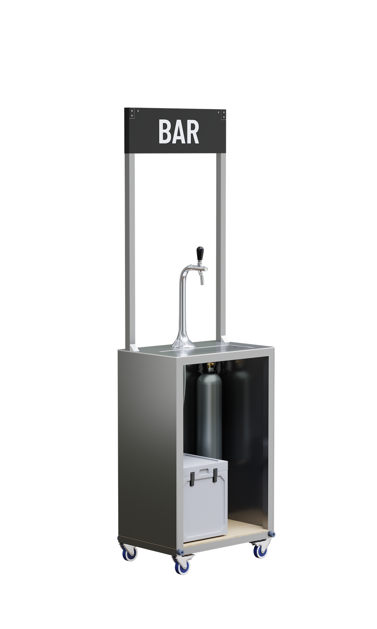 Compact draught beer bar unpowered back server view