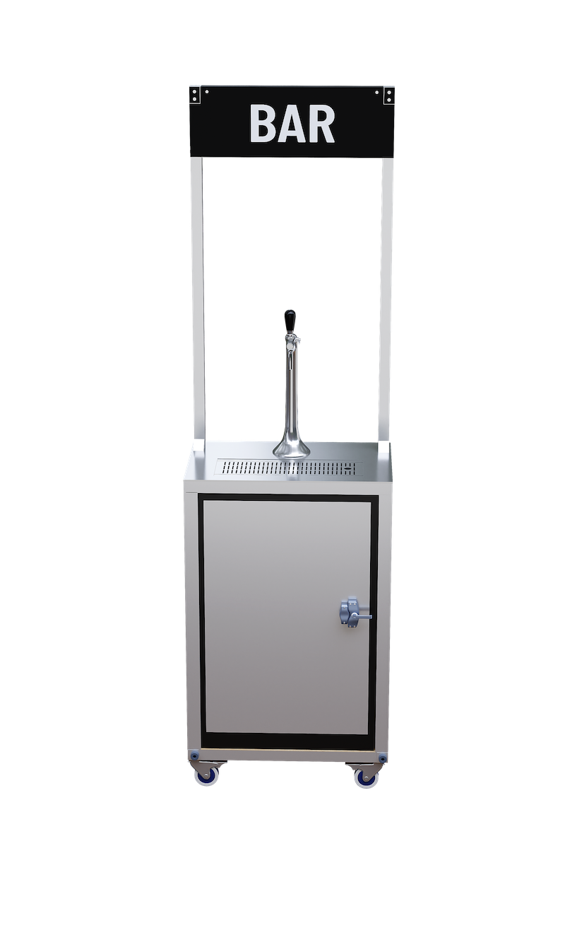 Compact draught beer bar with a door