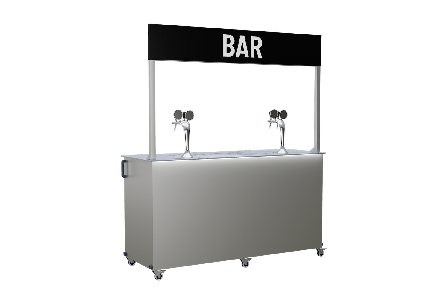 Mobile draught beer bar with under counter LED lights
