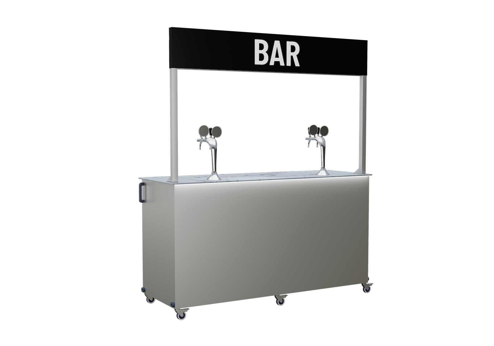 Mobile draught beer bar with under counter LED lights