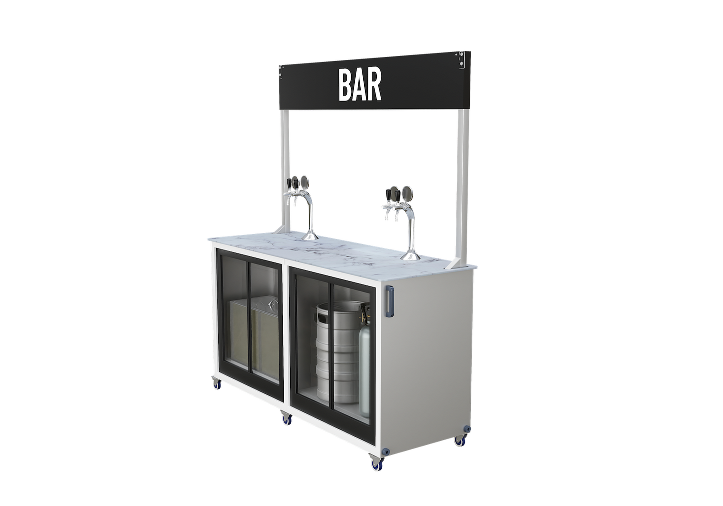 Mobile draught beer bar unpowered (ice-cooled) at an angle