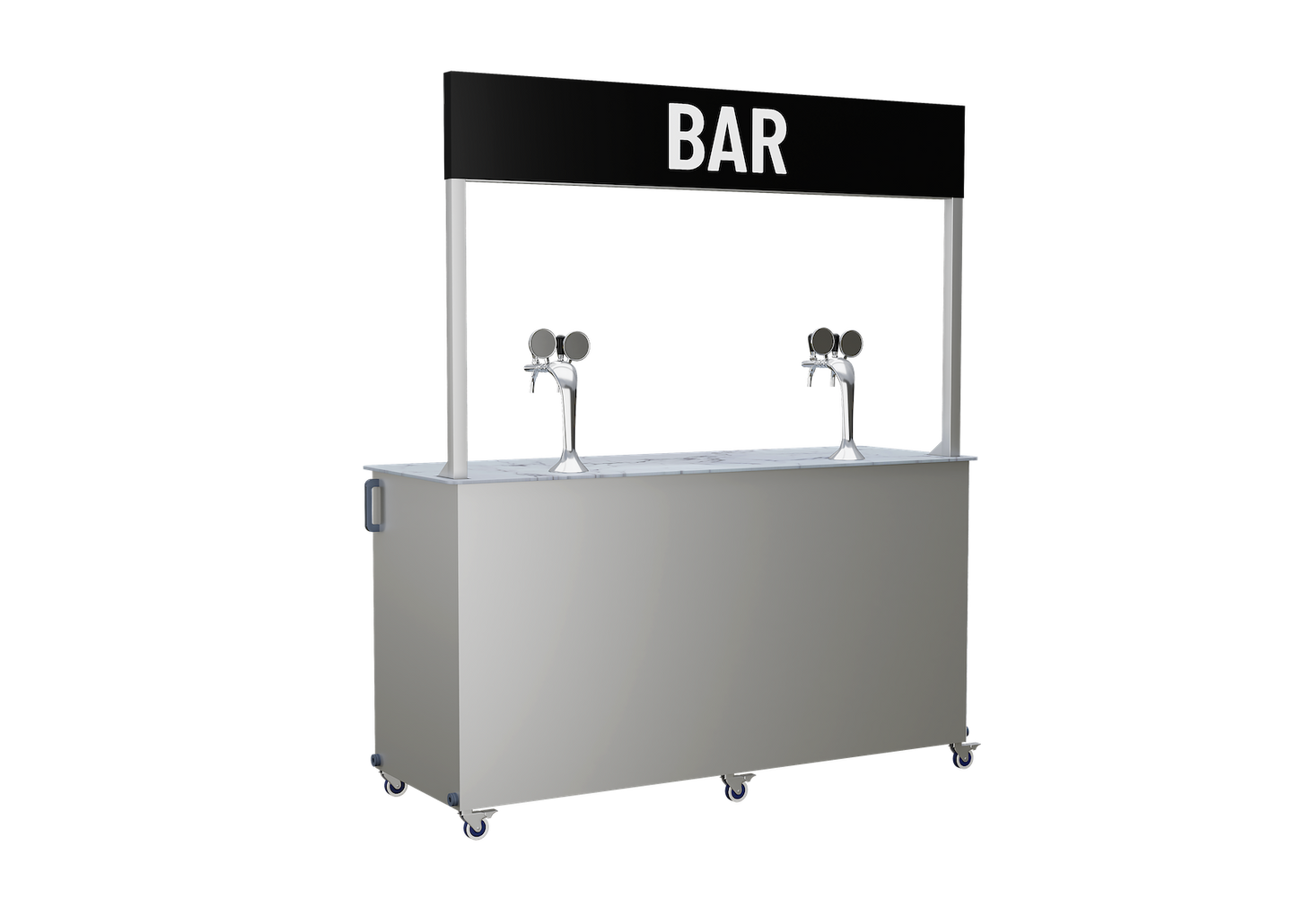 Mobile draught beer bar with 2 double-taps
