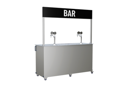 Mobile draught beer bar with 2 double-taps