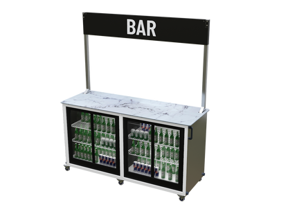 Mobile packaged drinks bar rear view server side no fridge