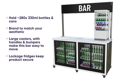 Mobile packaged drinks vending bar with benefits