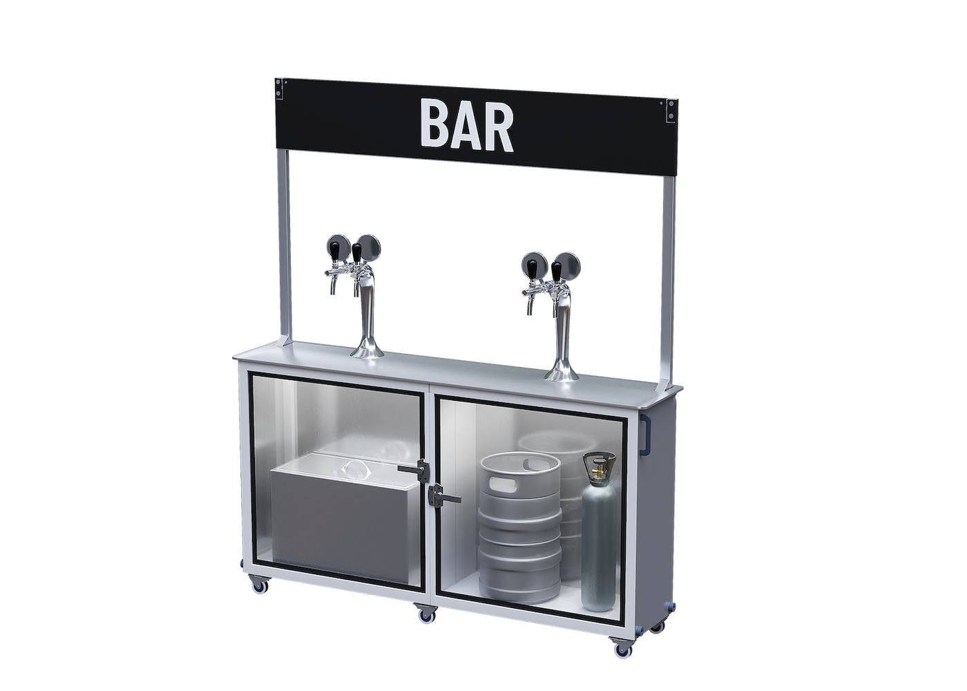 Slimline beer station unpowered (ice-cooled) at an angle