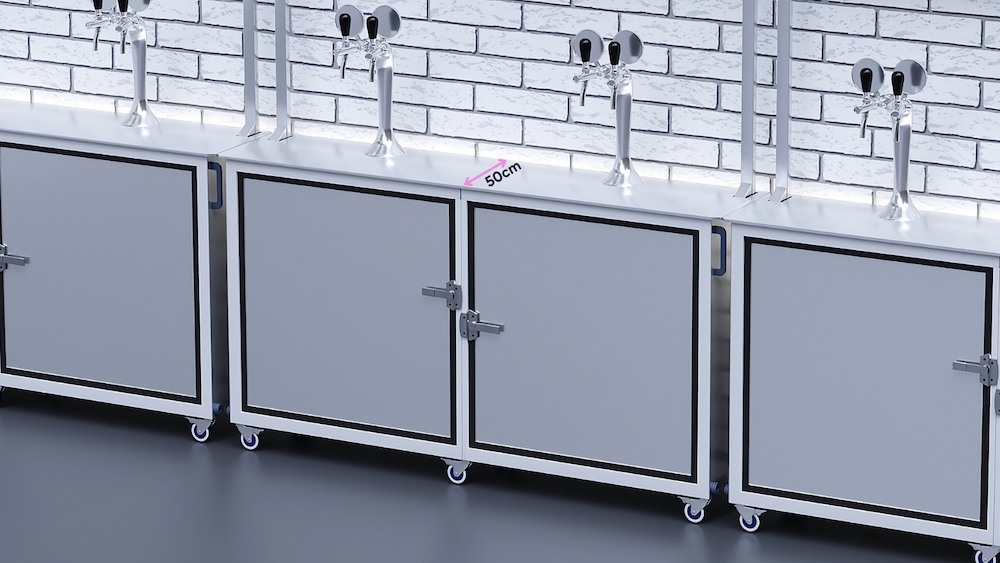 Slimline beer stations with dimensions