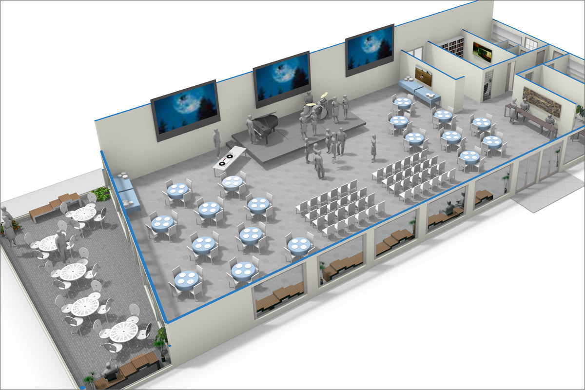3D plan of a venue event space