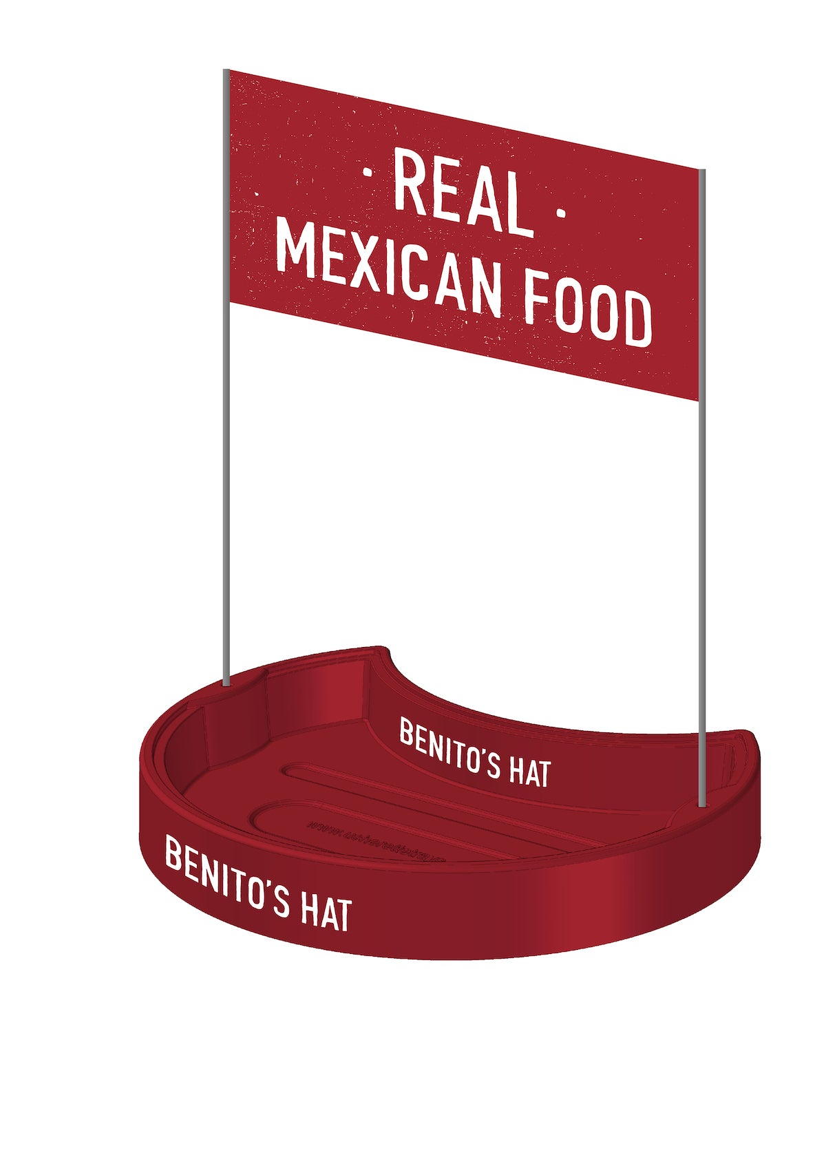 Benito's Hat custom branded curved usherette tray
