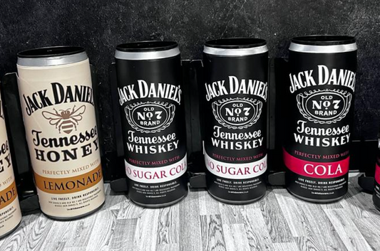 Jack Daniel's branded rigid can shaped backpacks for vending 330ml cans