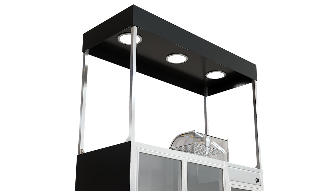 Mobile hot food vending with roof and LED lights